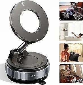 Magnetic Vacuum Phone Holder – 360° Foldable Mount for Car, Mirror & Desk