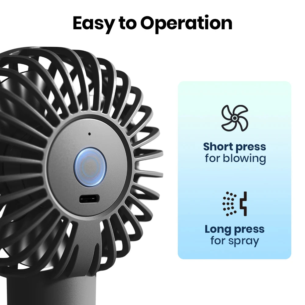 TOPK Portable Misting Fan Rechargeable Handheld Personal Spray Water Mist Fan 32ml Water Tank Mini Cooling Hand Fan for Camping