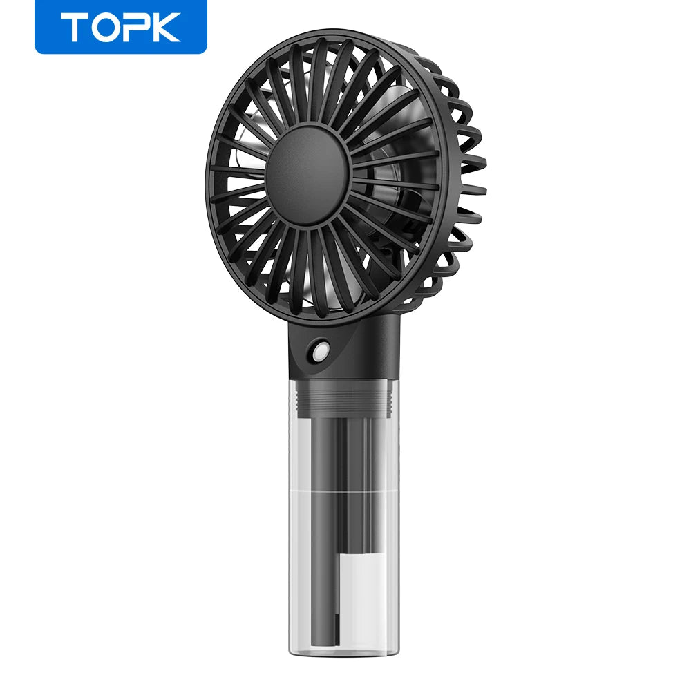 TOPK Portable Misting Fan Rechargeable Handheld Personal Spray Water Mist Fan 32ml Water Tank Mini Cooling Hand Fan for Camping