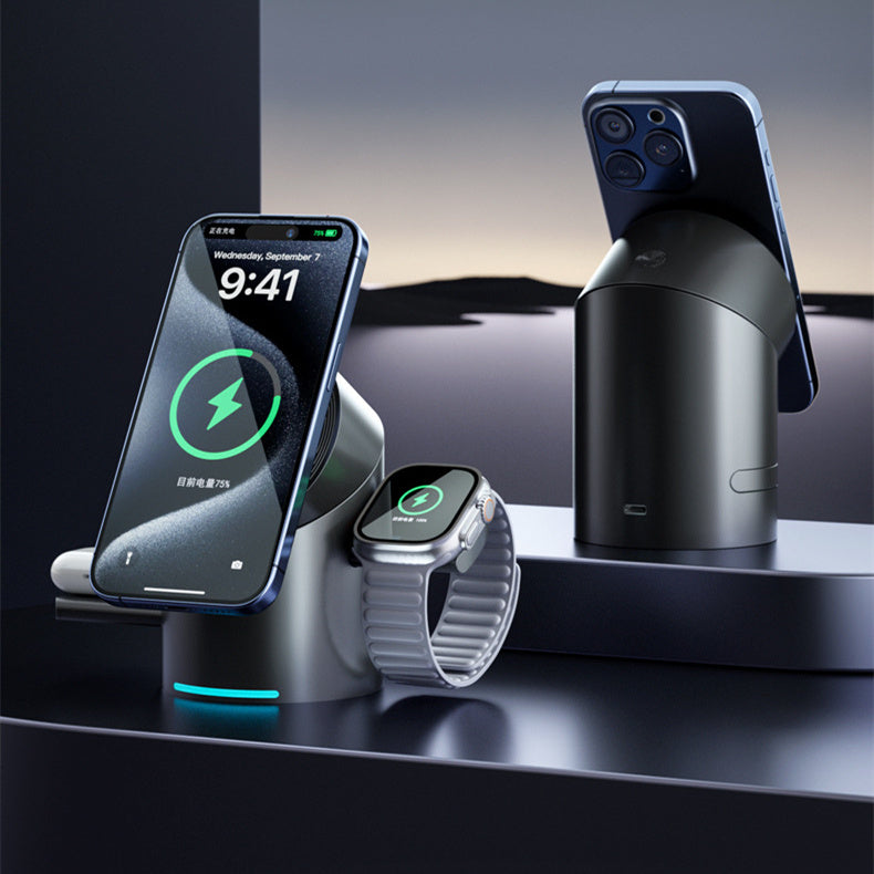 3-in-1 Magnetic Wireless Charger | Fast Charging Stand for Phone, Earbuds & Apple Watch