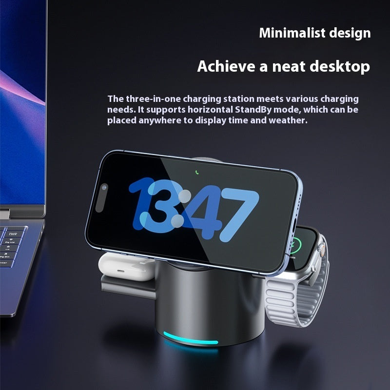 3-in-1 Magnetic Wireless Charger | Fast Charging Stand for Phone, Earbuds & Apple Watch