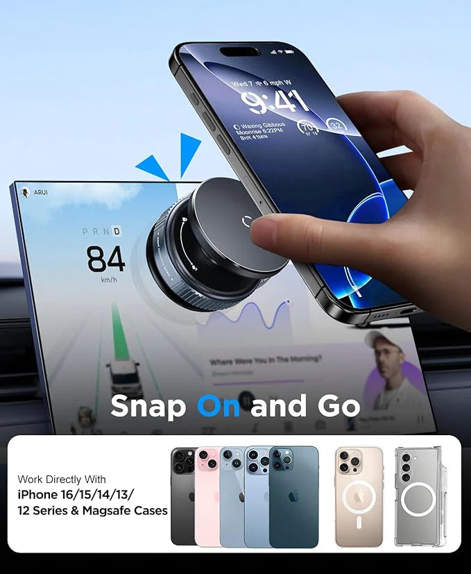 Magnetic Vacuum Phone Holder – 360° Foldable Mount for Car, Mirror & Desk