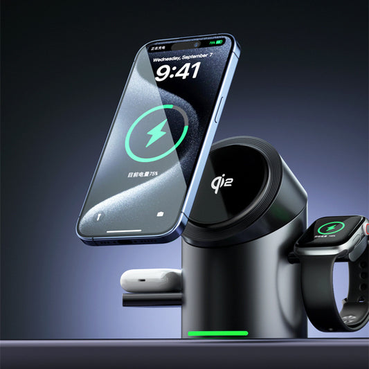 3-in-1 Magnetic Wireless Charger | Fast Charging Stand for Phone, Earbuds & Apple Watch