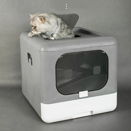 Cat Litter Box Large Enclosed Cat Litter Box Plastic Spill Proof Cat Toilet