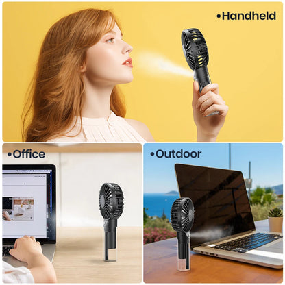 TOPK Portable Misting Fan Rechargeable Handheld Personal Spray Water Mist Fan 32ml Water Tank Mini Cooling Hand Fan for Camping