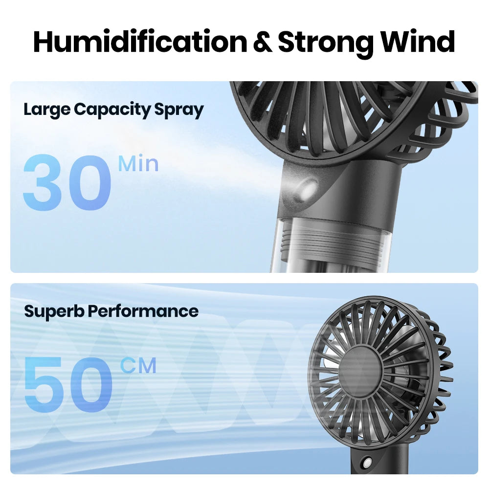 TOPK Portable Misting Fan Rechargeable Handheld Personal Spray Water Mist Fan 32ml Water Tank Mini Cooling Hand Fan for Camping