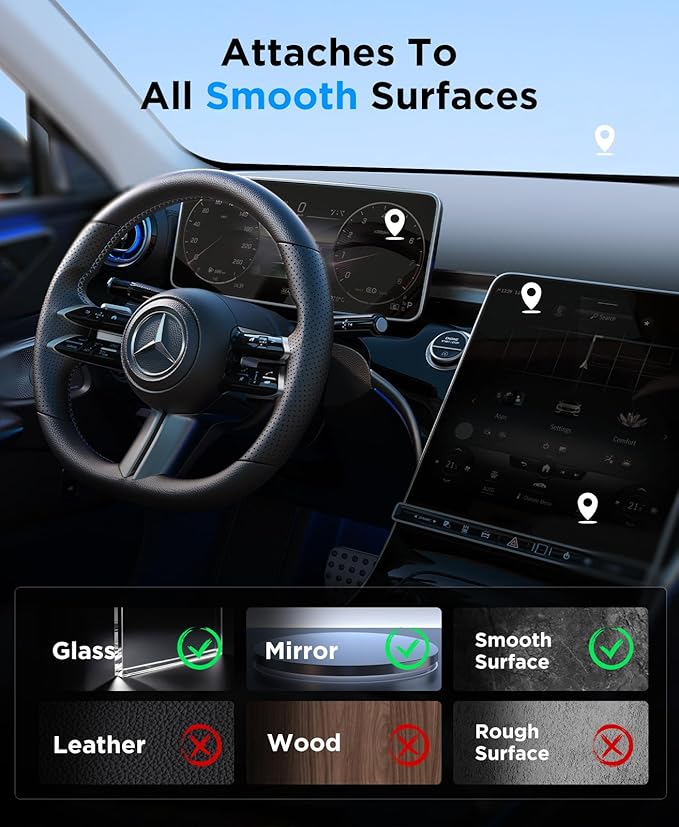Magnetic Vacuum Phone Holder – 360° Foldable Mount for Car, Mirror & Desk