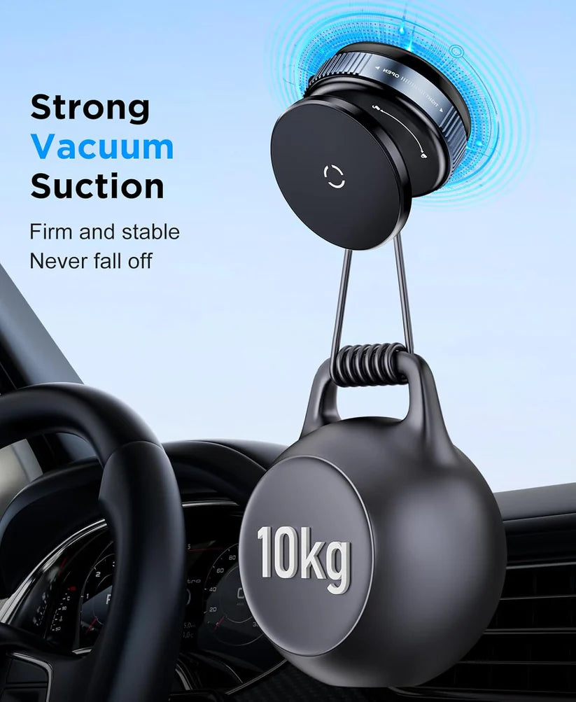 Magnetic Vacuum Phone Holder – 360° Foldable Mount for Car, Mirror & Desk